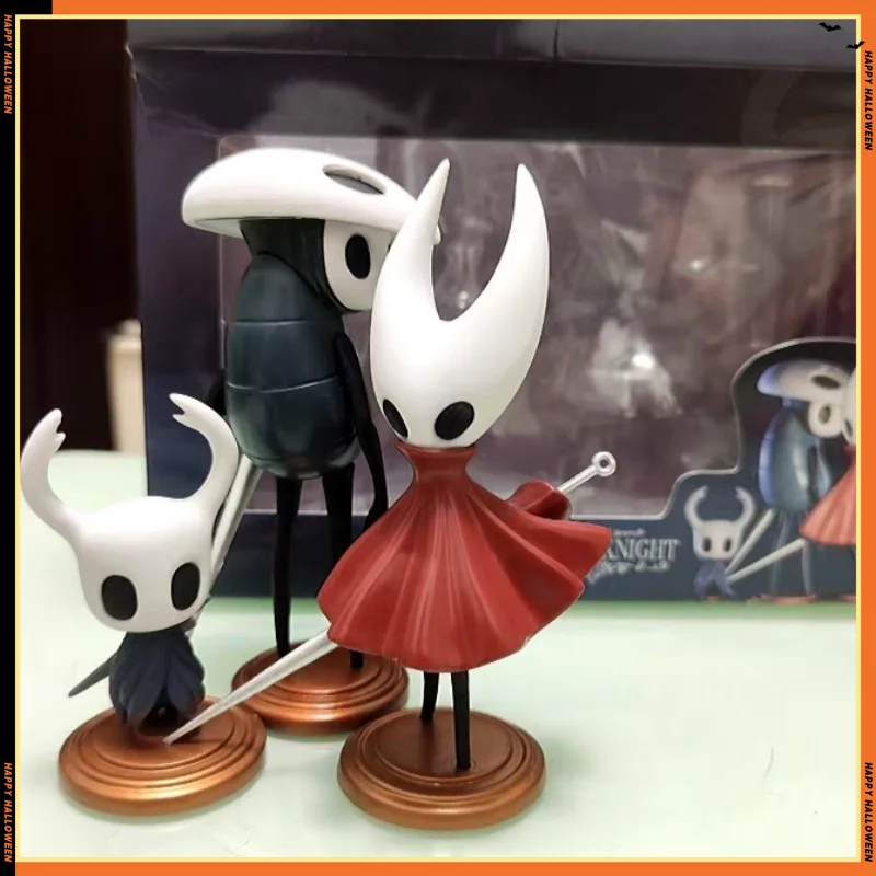 3pcs Anime Hollow Knight Figure Silksong Hornet Quirrel Cute The Knight Hornet  Action Figures Pvc Statue Model Desk Toys