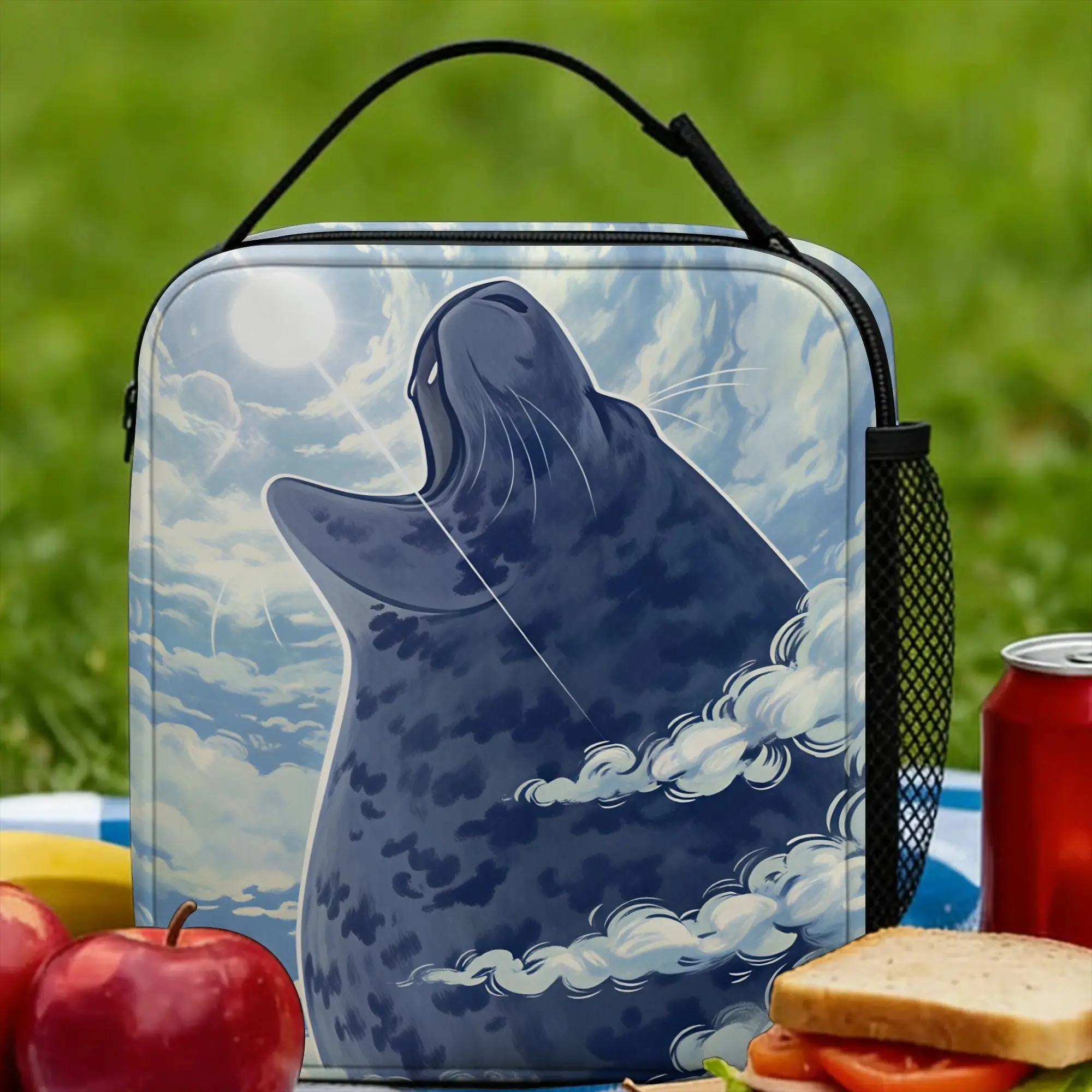 Cute Seal Lunch Bag Cute Lunch Box Office Portable Insulated Thermal Tote Handbags For Unisex Waterproof Graphic Cooler Bag