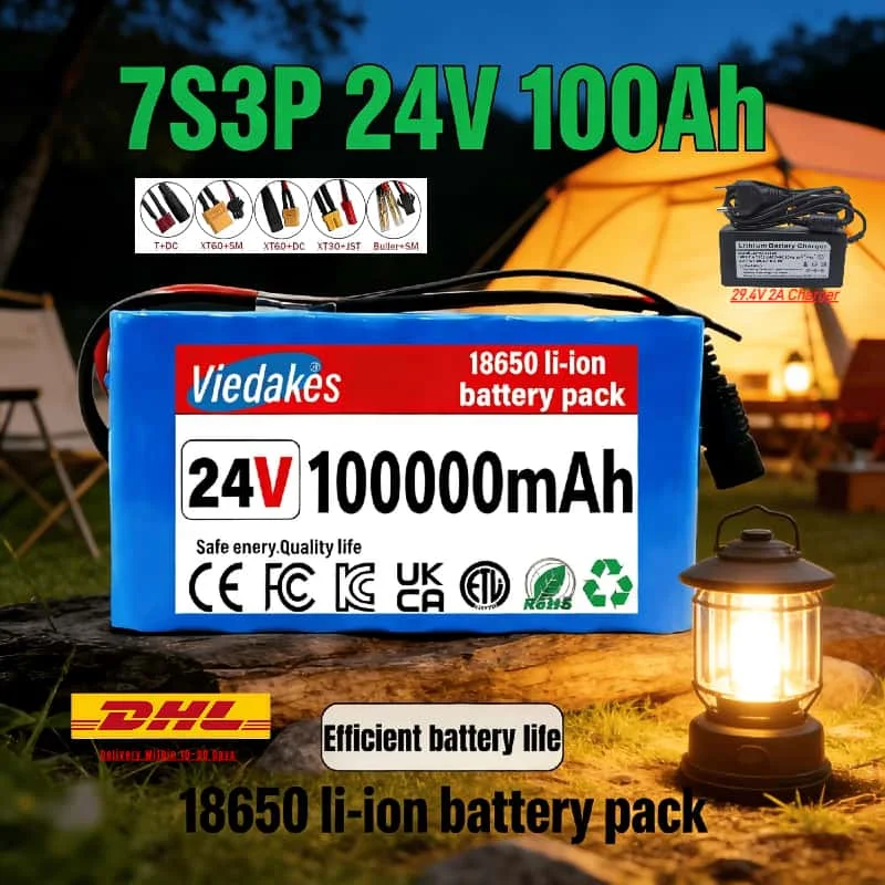 

Top Rated 24V 7S3P 18650 Lithium Battery100Ah Rechargeable High Efficiency Power Pack for RV Camping Off-Grid Energy Storage