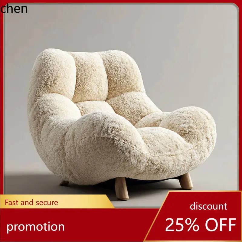 

CZ Modern Minimalist Fluffy Single Sofa Fabric Single Sofa Chair Living Room Sofa Chair Reading Chair