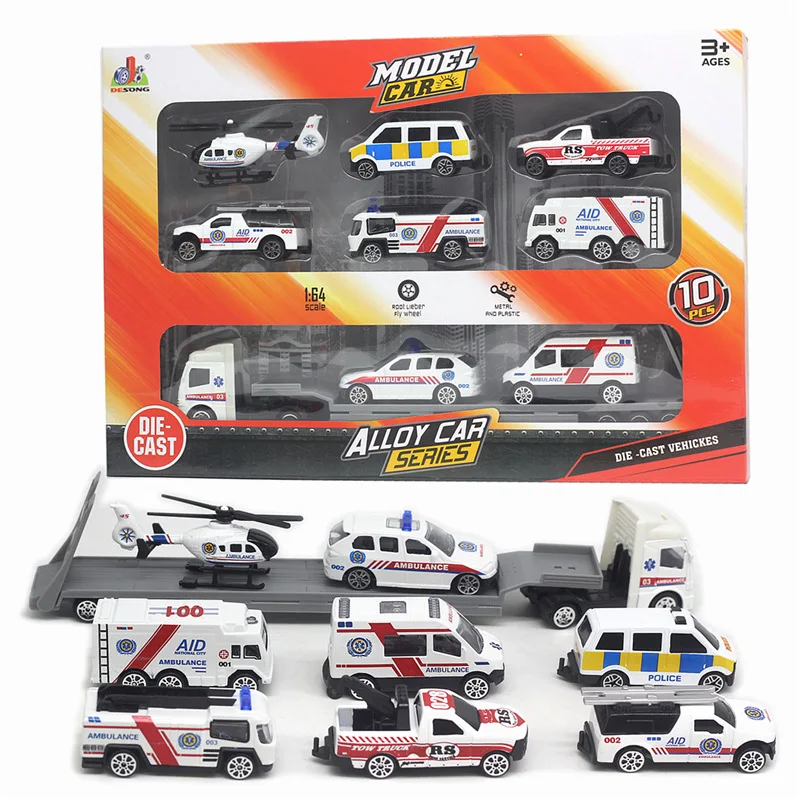 1:64 alloy fire truck model,engineering vehicle ambulance toy,children\'s gifts in original packaging,wholesale