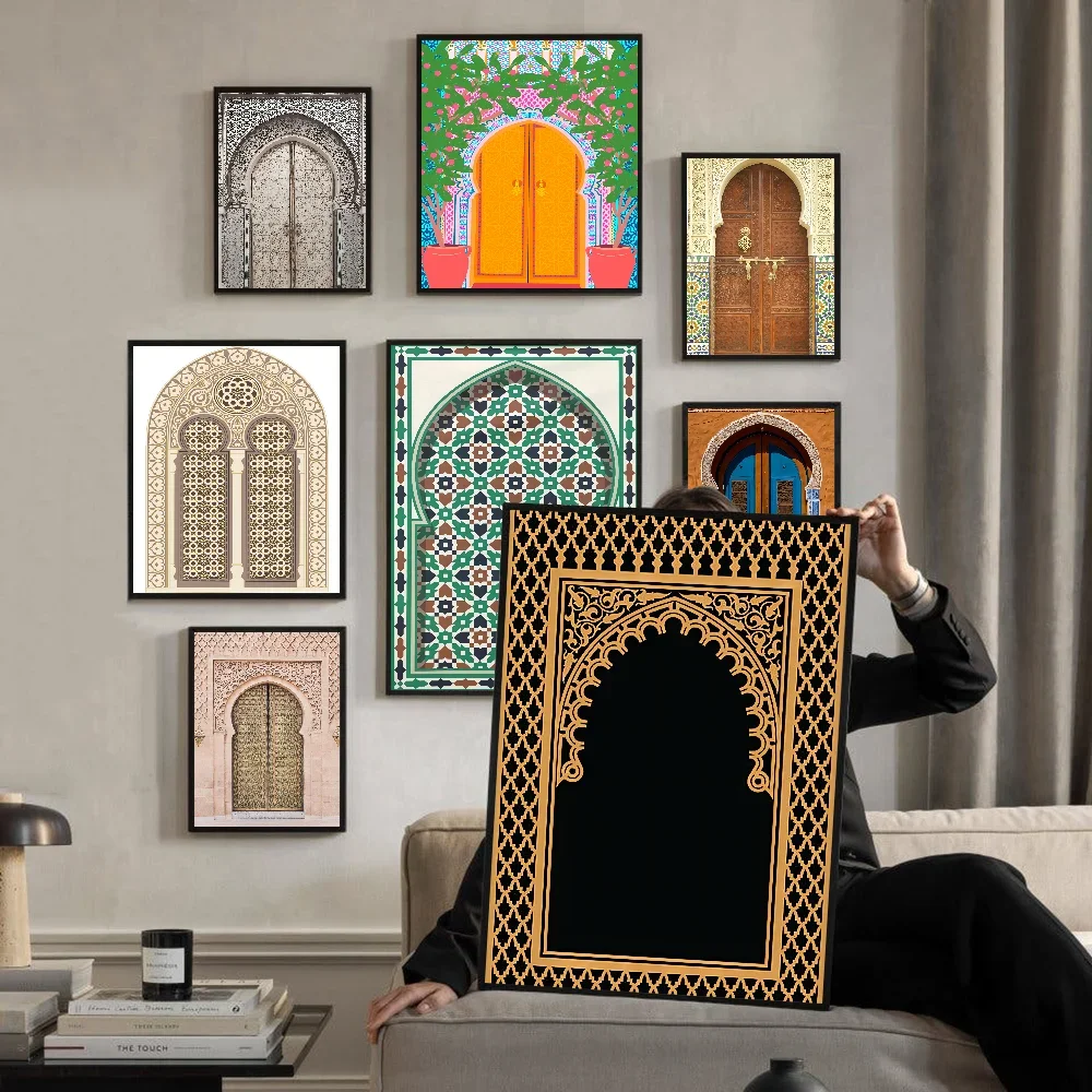 Morocco Door Arabic Classic Anime Poster Waterproof Paper Sticker Coffee House Bar Room Wall Decor