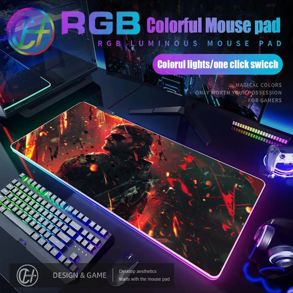 

Твердый коврик для мыши Metal Gear RGB Gaming HYBXAXC Коврик для мыши Настольный коврик HD Gamer Большой светодиодный светильник XXL Коврики для мыши ПК Компьютерный ковер