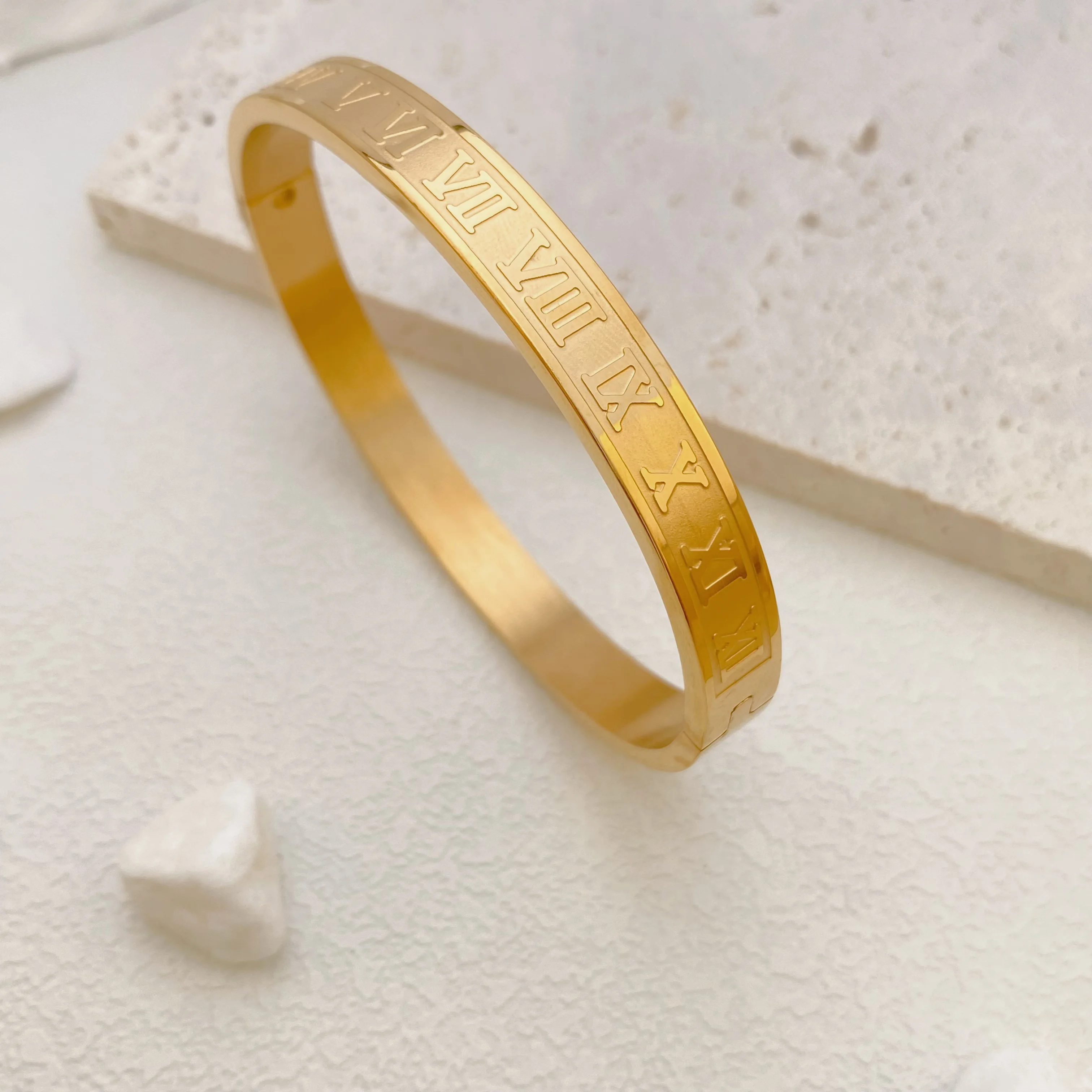 316L Stainless Steel Rome Hip-hop Punk Bangle Bracelet For Women Lover Wedding Jewelry Gift