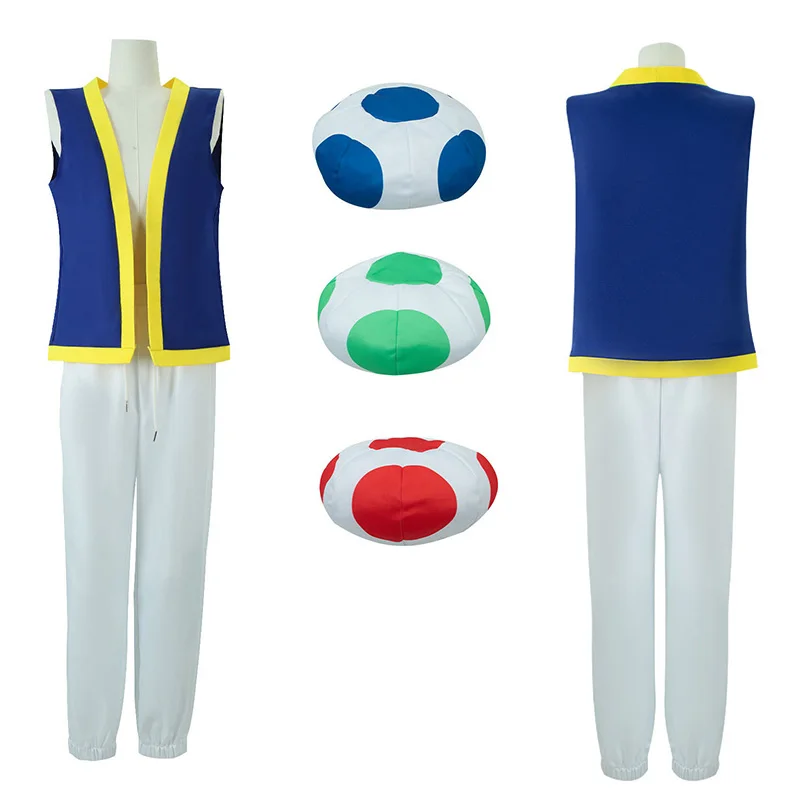 Kinopio Toad Cappello Cosplay Costume per adulti Gioco Bros 2 Gioco di ruolo Fantasia Abiti Gilet Pantaloni Abiti da festa di carnevale di Halloween