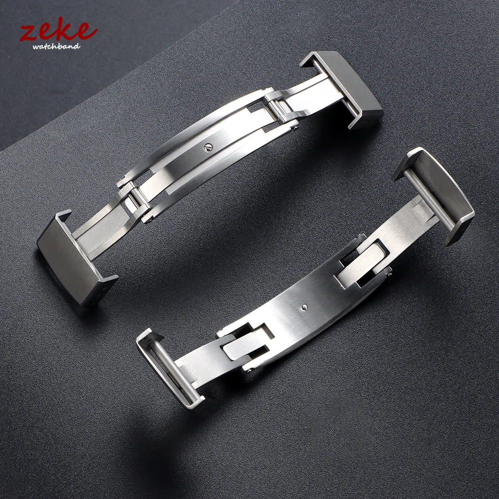 16 مللي متر 18 مللي متر 20 مللي متر مشبك ساعة من الفولاذ المقاوم للصدأ بنقرة مزدوجة مشبك ساعة على شكل فراشة استبدال مشابك قابلة للطي لحزام ساعة مطاطي