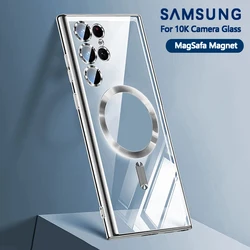 Wireless Magnetic Plating Cover For Magsafe Case Samsung Galaxy S24 S23 Fe S22 Ultra S21 Plus Clear Silicone 10K Lens Protective