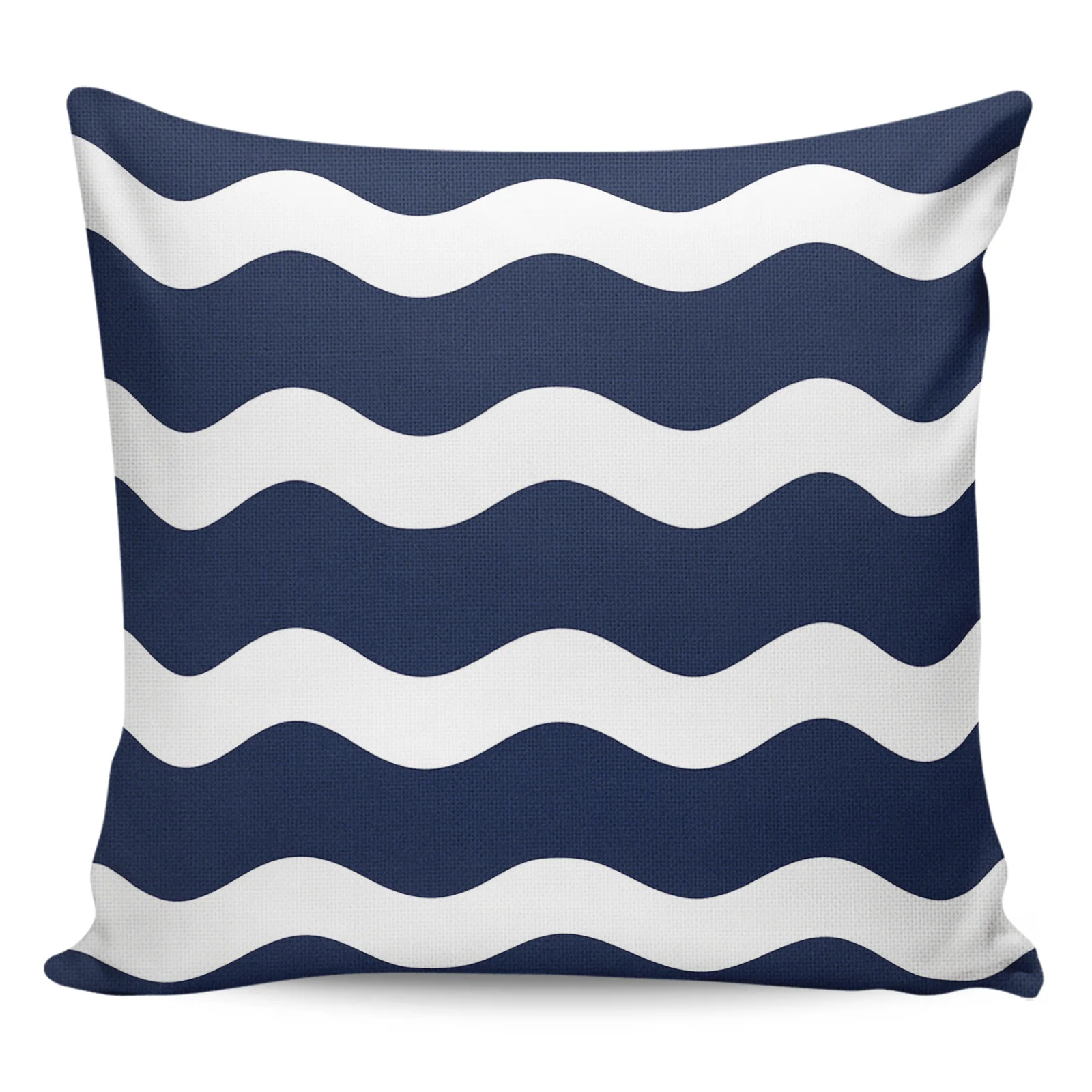 

2/4PCS Waterproof Pillow Cover Navy Blue Ripple Waves Square Throw Pillowcase Home Decoration Sofa Cushion Cover