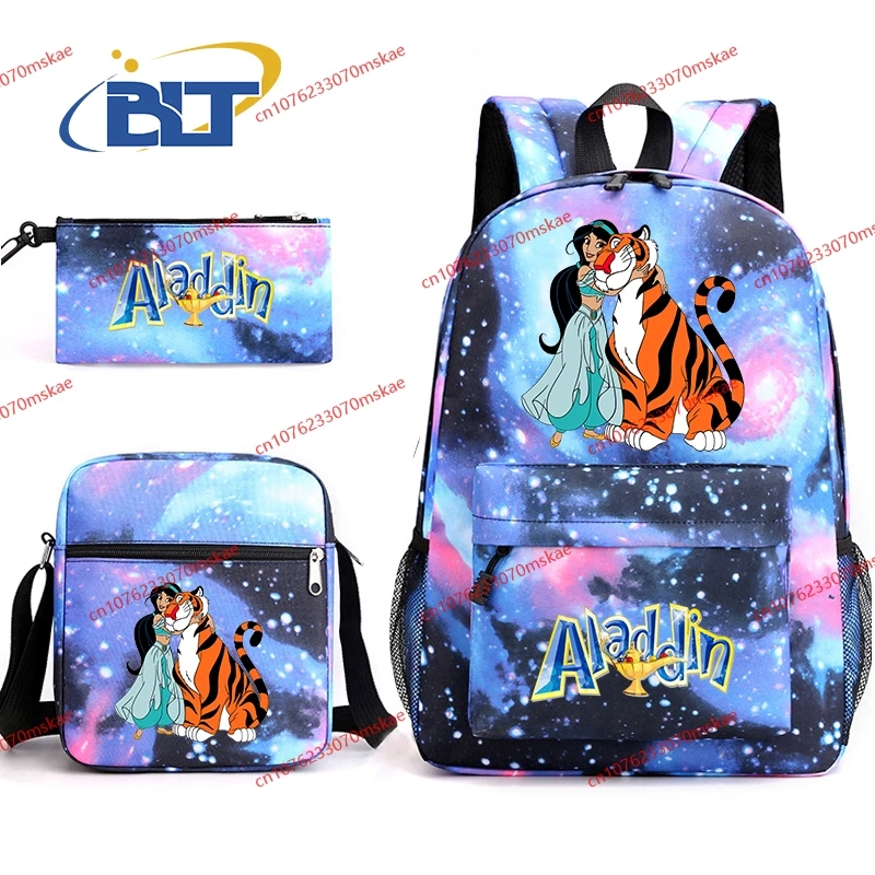 Disney Aladdin printed student school bag set kids backpack shoulder bag pencil case 3-piece set for boys and girls