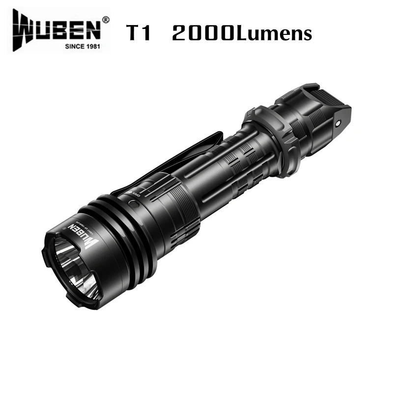 

WUBEN T1 Rechargeable LED Flashlight 2000Lumens Tactical Waterproof Torch With Tail Switch For Hunting Searching Emergency Light