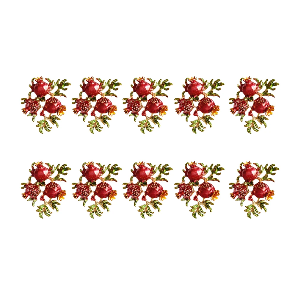 

10 pcs Golden Pomegranate Alloy Brooch Making Charms Elegant Headdress Accessories Hairpin Shoes Diy Headpiece