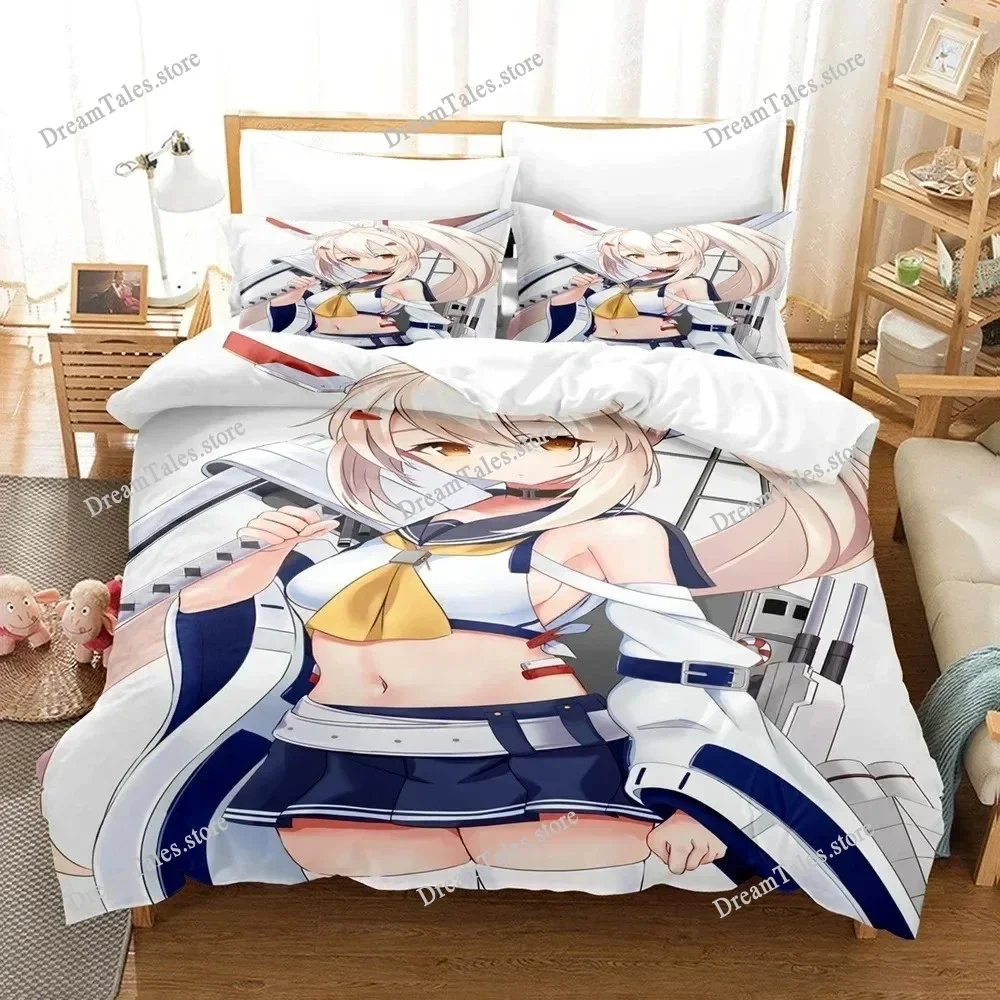 

3D Printed Anime Azur Lane Bedding Set Boys Girls Twin Queen Size Duvet Cover Pillowcase Bed Kids Adult Home Textileextile