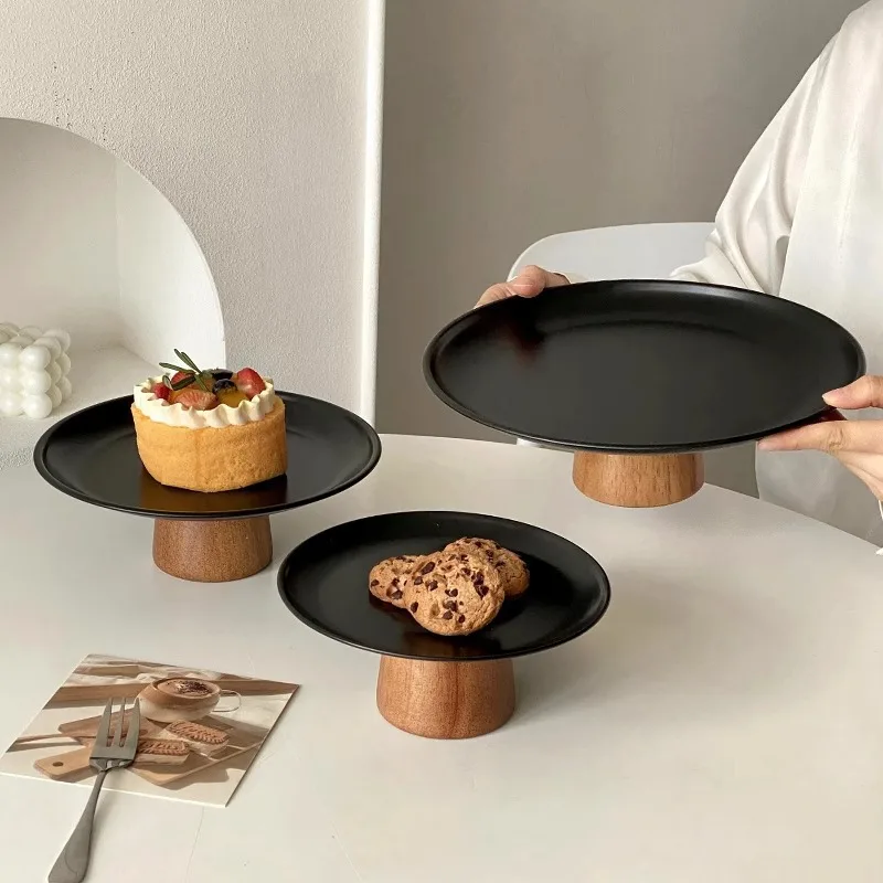 

Фруктовая тарелка для домашнего использования на гостиной Журнальный столик: черная тарелка для закусок из нержавеющей стали, тарелка для конфет и фруктов