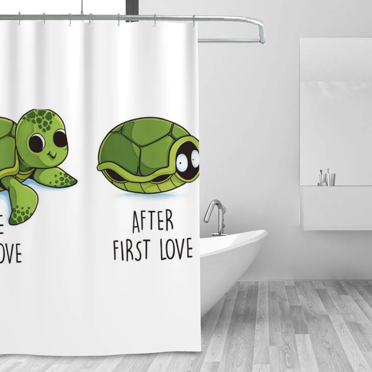 Before After First Love Shower Curtain Bathroom Polyester Waterproof Bath Curtains with Hooks