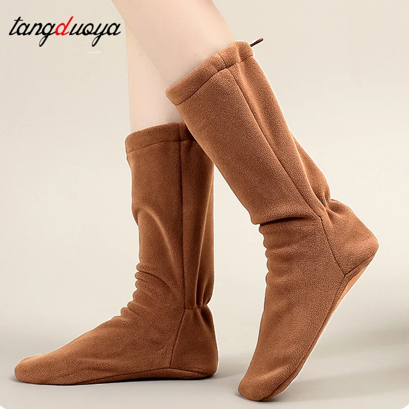 أحذية الرقص الشتوية النسائية أحذية الباليه الاحماء كليب القطن أحذية الكاحل لينة وحيد أحذية الباليه الرقص القطنية #1