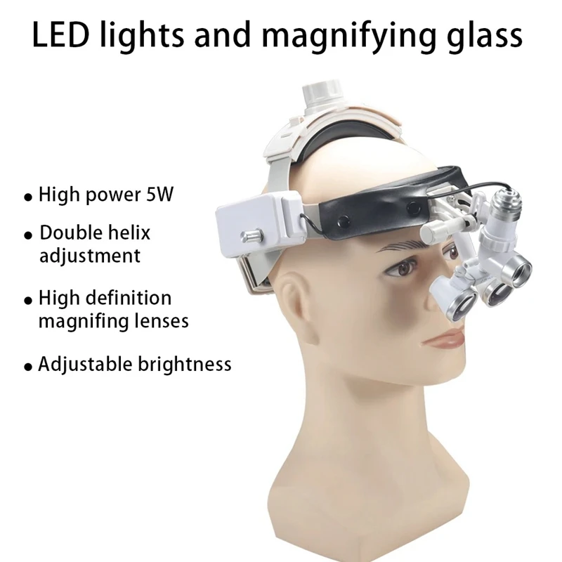 2.5X 3.5X Dental Loupes Magnifier with Professional 5W LED Headlight Headband Binocular Medical Operation Magnifier Lupa