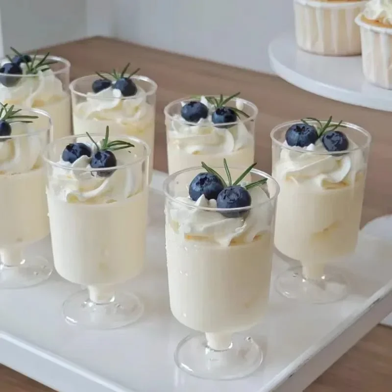 Tazas de postre desechables de 10/20/30 Uds., pastel de Mousse de yogur de plástico de boca redonda para fiesta de cumpleaños, aperitivo, taza de Chocolate para boda