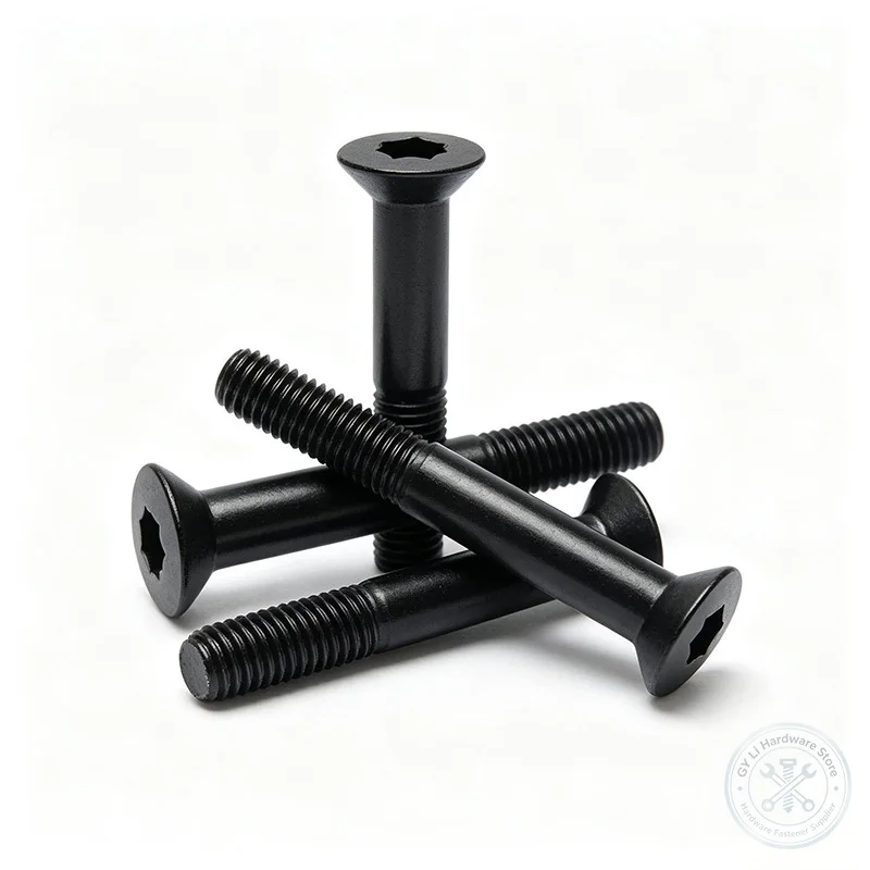 Grade12.9 Countersunk Flat Head Hex Socket Half Thread Screw Black Lengthened Long Bolt M8 M10 M12 Length 70mm 80mm 90mm 100mm