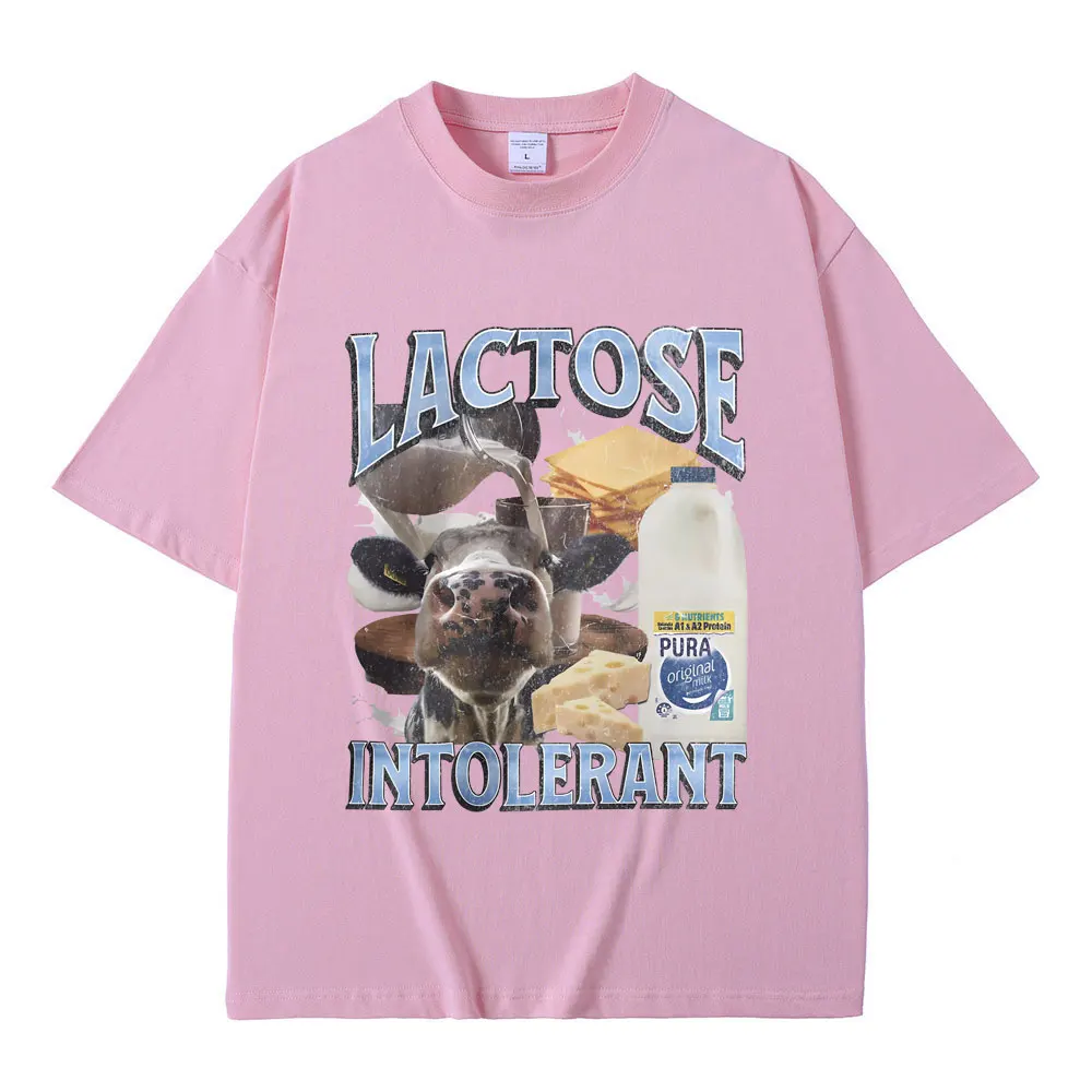 Lactose Intolerant Graphic T-shirt Male Fashion High Quality Cotton T Shirts Men Women's Casual Oversized Short Sleeve Tshirt