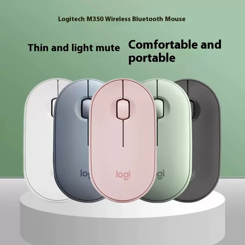 Logitech Original Pebble M350 Wireless Bluetooth Mouse Original Mini Slim 1000DPI Silent Mouse High Precision Home Office Mouse