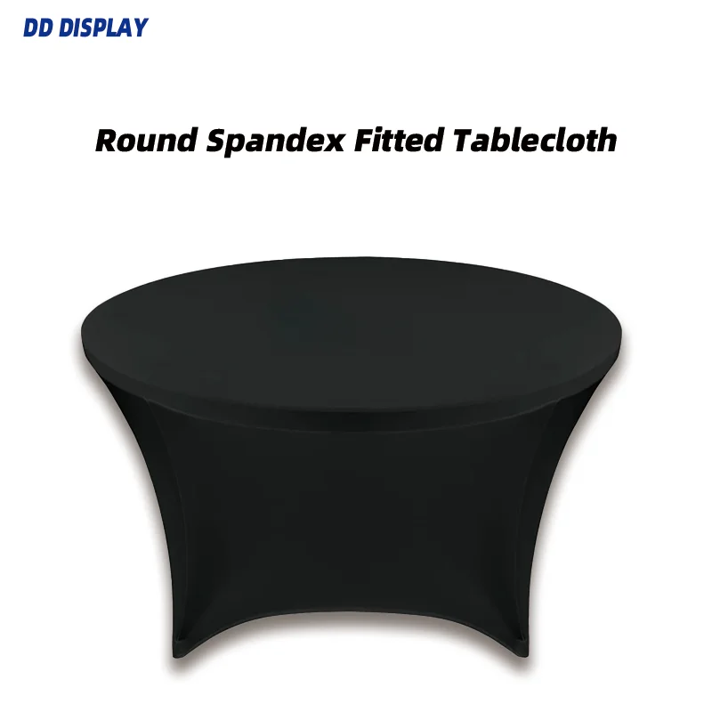 

DD Round Spandex Fitted Tablecloth High Stretch Table Cover for Cocktail Table Cloth Christmas Wedding Event Hotel Buffet Party