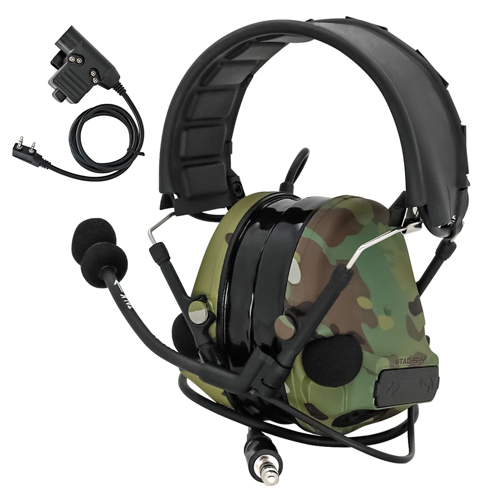 Tactical Headset TACSKY III Noise Cancelling Headphones for Airsoft Hunting Shooting Sports Silicone Earmuffs & U94 Ptt