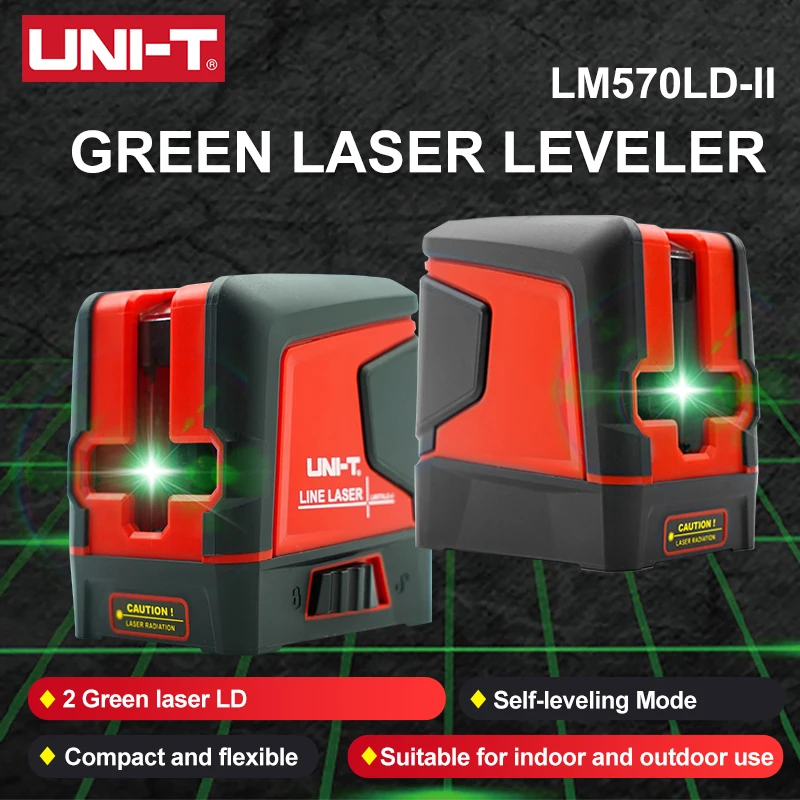 UNI-T LM570LD-II Laser Level Self-leveling Cross Laser Mini Portable 2 Lines Laser Leveler Measuring Instrument Indoor Outdoor
