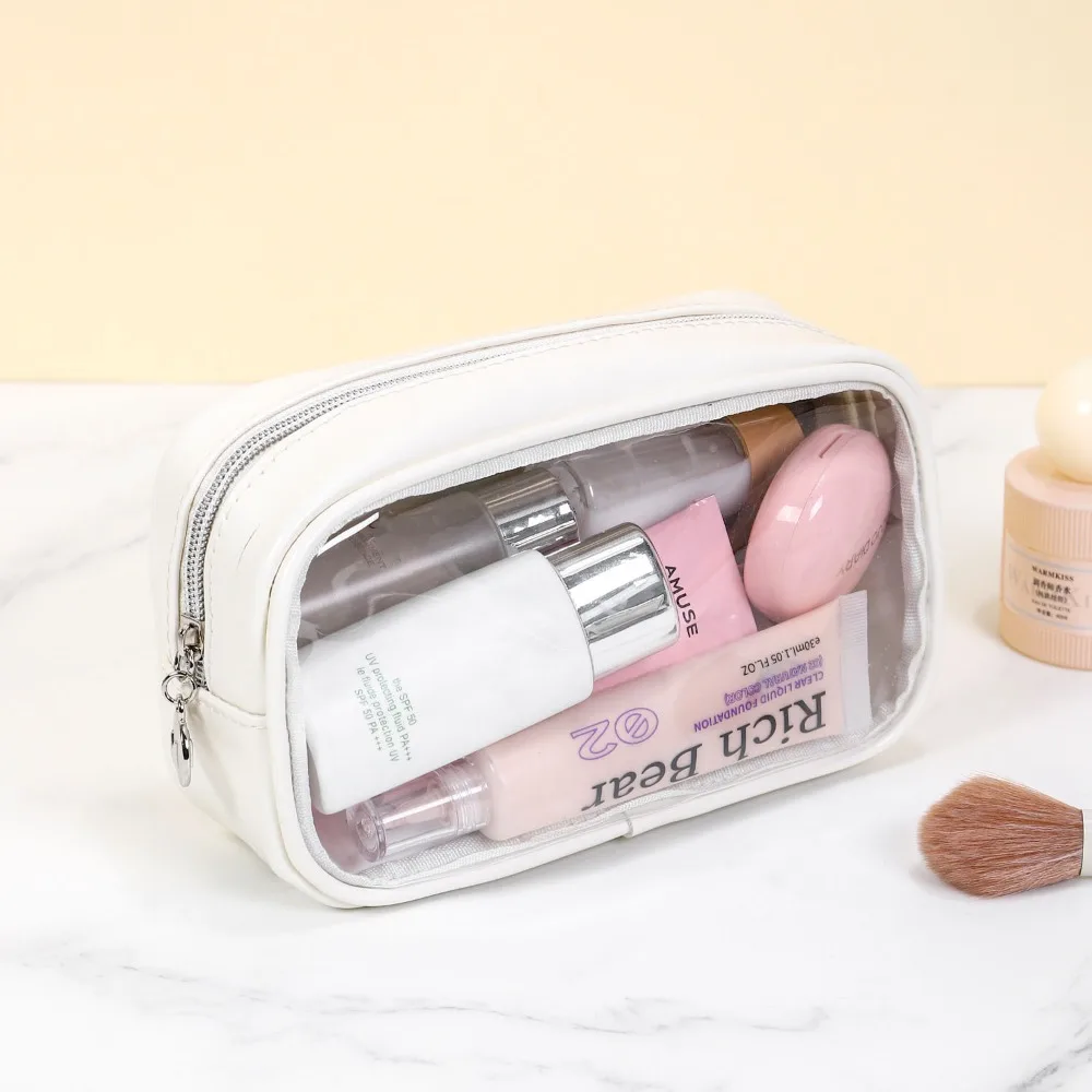 

Casual Waterproof Transparent Cosmetic Bag Pvc Large Capacity Storage Toiletry Bag Organizer Case Square Make Up Bag Travel