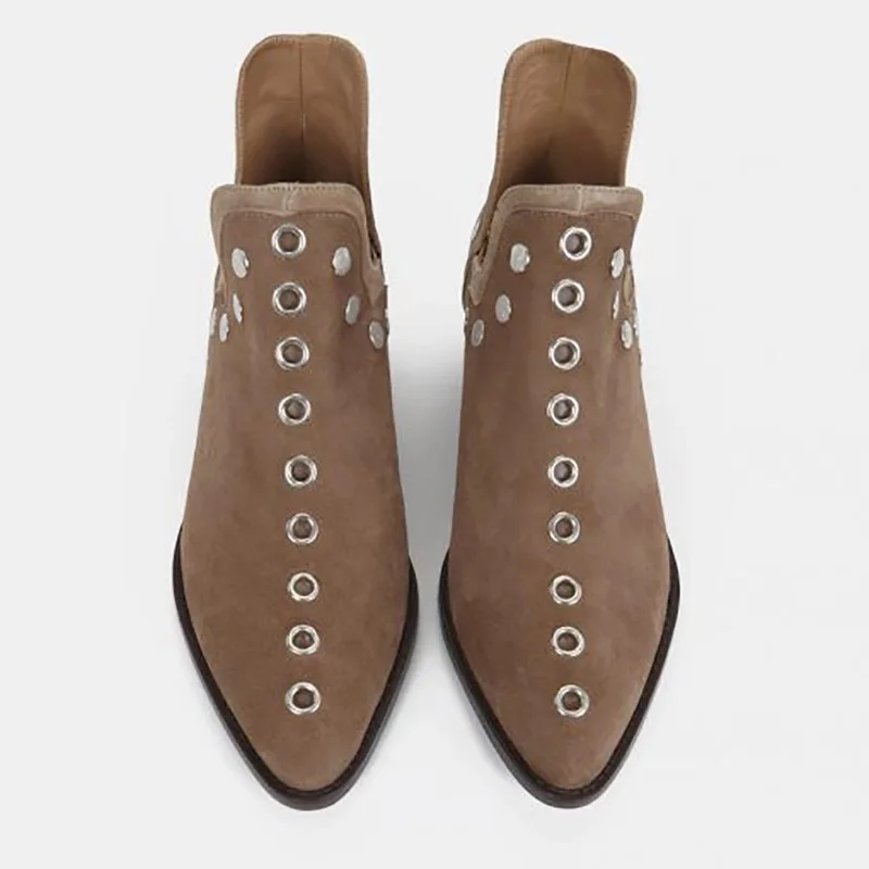 Trend Women's Boots Pointed Toe Rivet Womens Ankle Boots Plus Size 34-43 High Heels Hot Sale New Shoes for Women High Quality