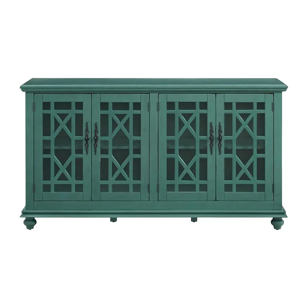 

Elegant Tv Stand, 63"" W X 35"" H, Antique Teal-Green