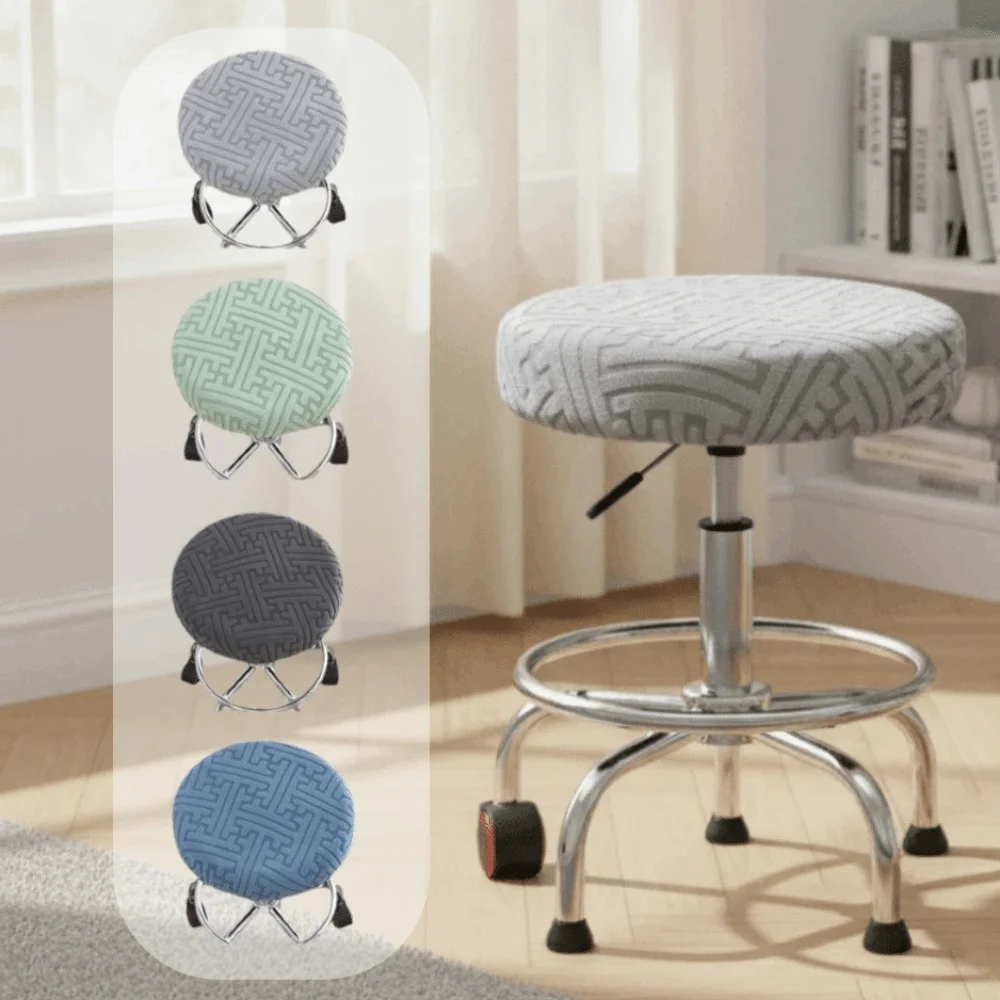 Easy Care Stretchable Bar Round Stool Cover Breathable Soft Seat Protector Elastic Skin-Friendly Chair Slipcover Home Use