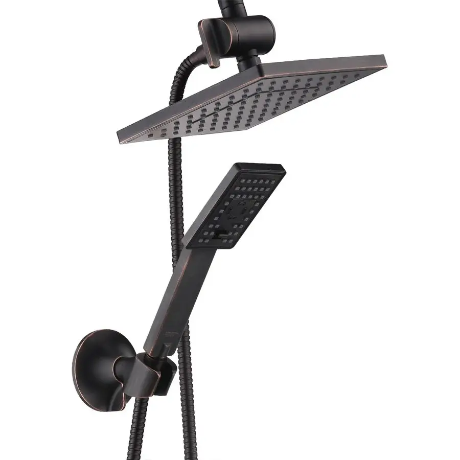 

Душевая система с эффектом тропического дождя и ручным распылителем, 8-дюймовая душевая лейка с эффектом тропического дождя в комплекте с шлангом 60 дюймов, регулируемый двойной квадратный душевой набор с лейкой