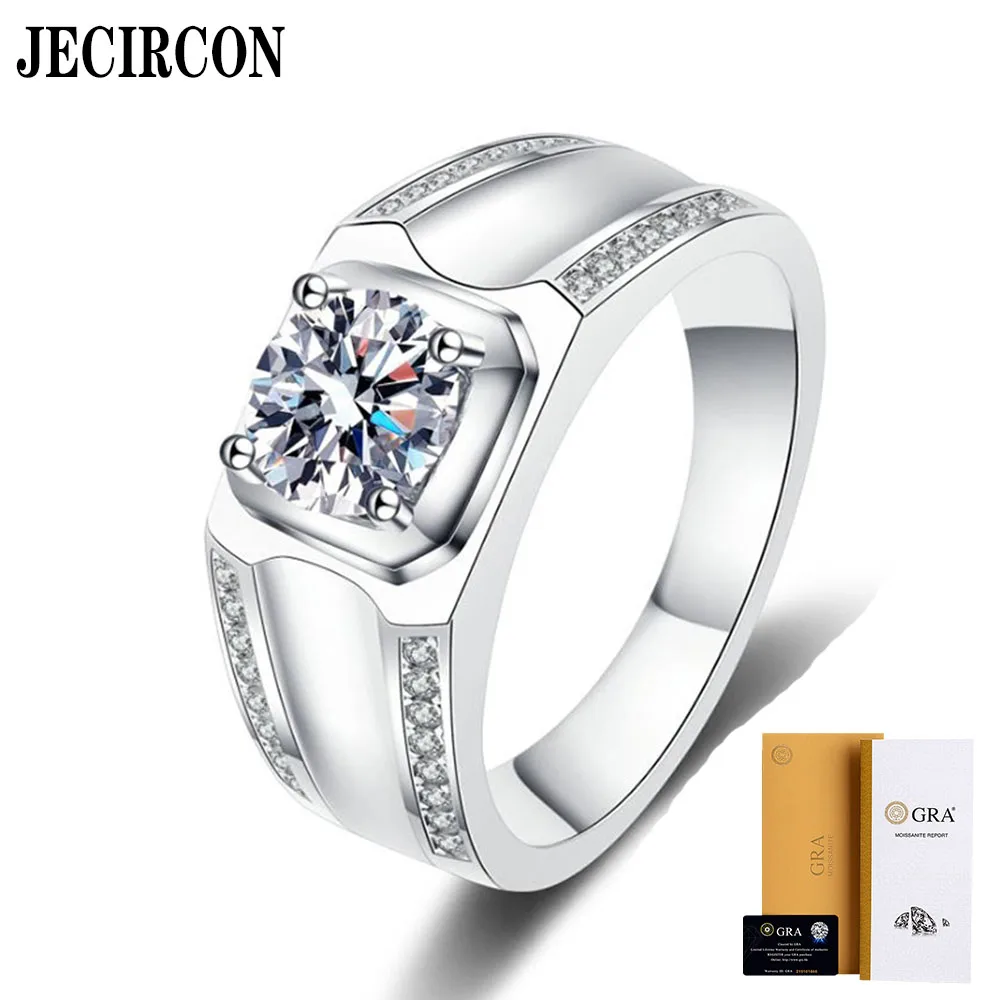 

JECIRCON Moissanite Ring for Men S925 Sterling Silver 1 Carat Moissanite Retro Tycoon Style Men's Ring Classic Fashion Jewelry