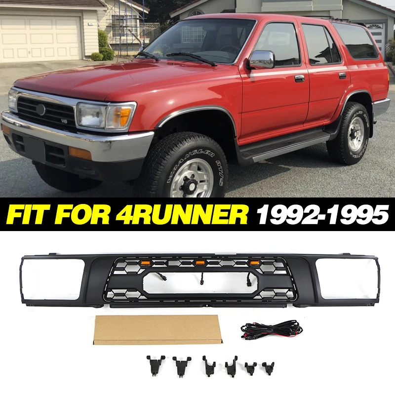 Auto Parts Grill Front Bumper Grille TRD style with LED lights Fit For Toyota 4RUNNER 1992-1995 Racing Grill Hilux Surf