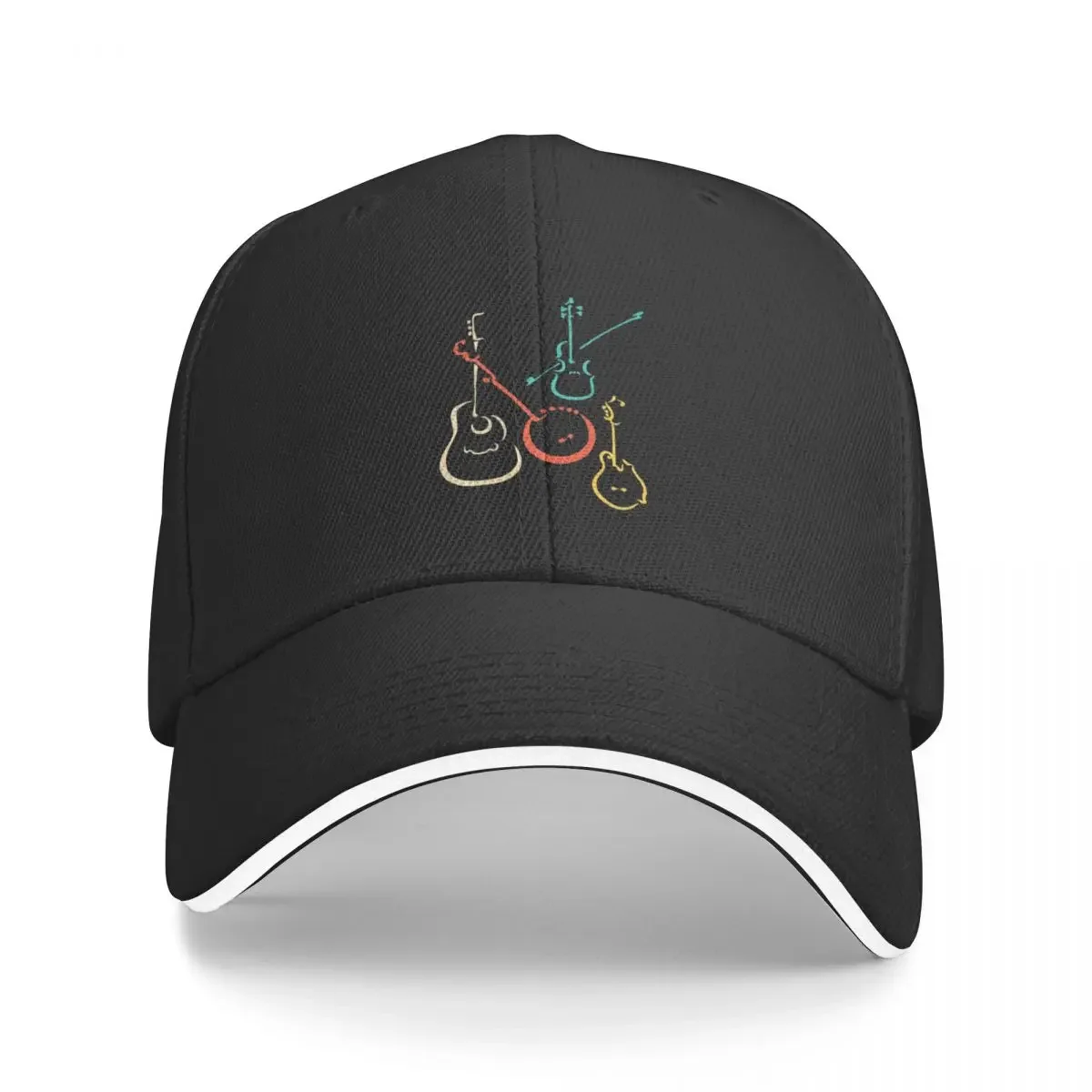 Retro bluegrass guitars banjos fiddles mandolins Baseball Cap Kids Hat Designer Hat derby hat Women Men's