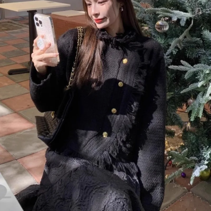 

Cardigan Women Tassel Design Elegant Temperament Chic Knitted Popular Trendy Autumn Casual Korean Fashion Ins All-match Gentle