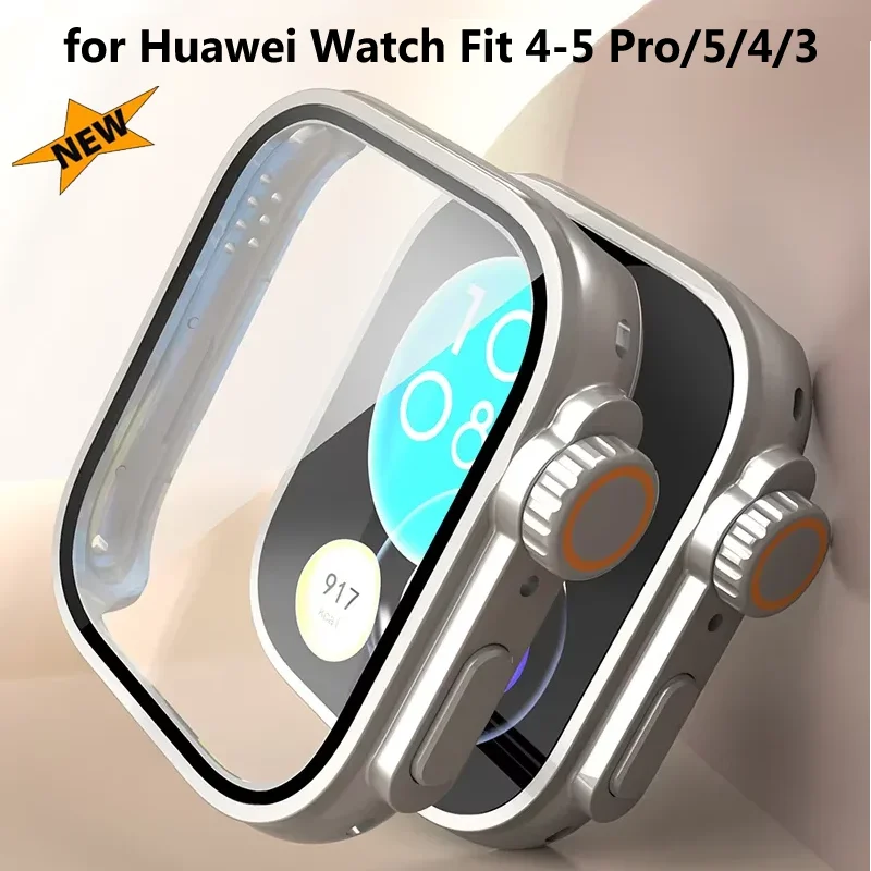High-end PC Case+Glass for Huawei Watch Fit 4-5 Pro Upgrade to Ultra Screen Protector Huawei Fit 3-4-5 Change to Ultra Accessory