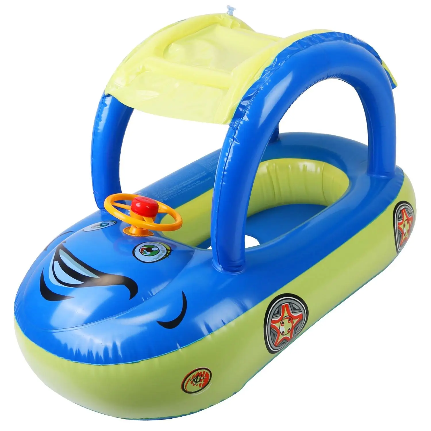 Flotador de piscina inflable para bebé, flotador de natación en forma de coche para niños pequeños, barco, juguete para piscina, anillo de natación infantil, piscina con dosel de protección solar