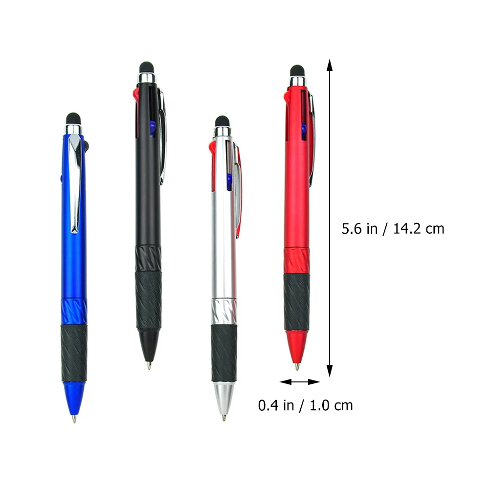 4 Pcs Multifunction Stylus Creative Rotation Pens Multipurpose Ballpoint with Meeting Metal Clip Portable Writing