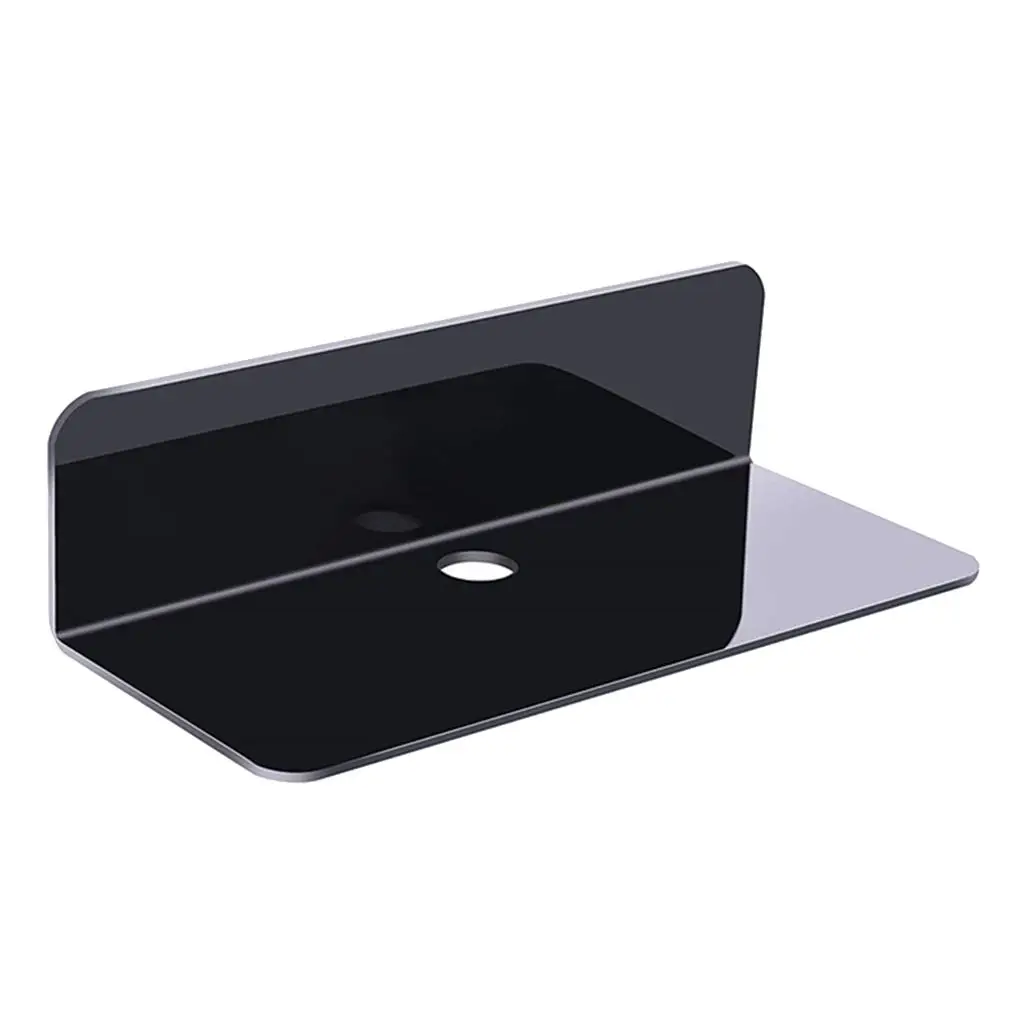 Floating Acrylic Shelf with Adhesive Mount for Smart Speaker No Hole Wall Organizer for Living Room Decor