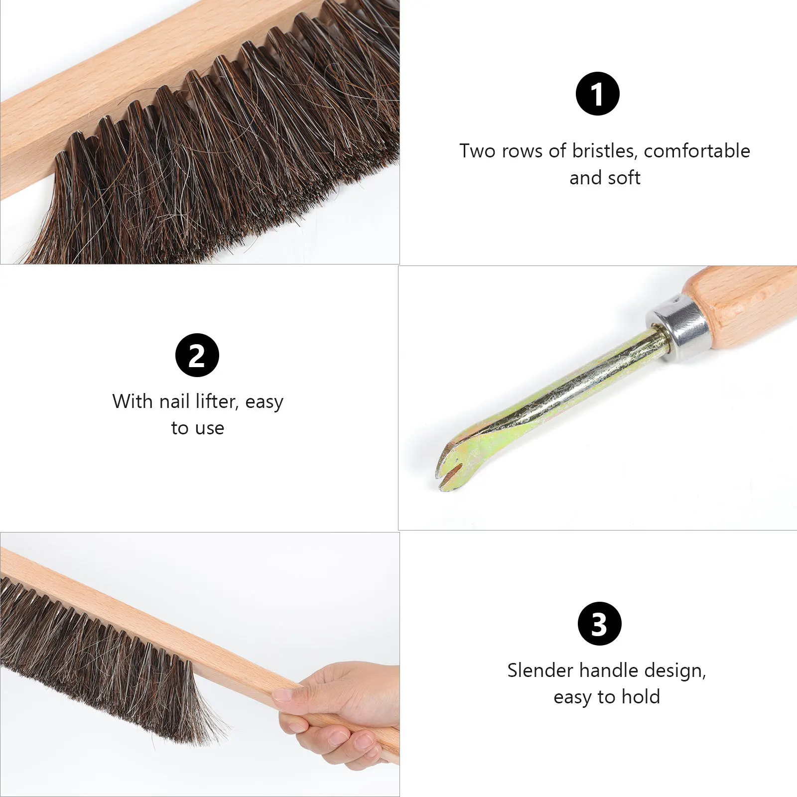 معدات تربية النحل بمقبض خشبي، شعيرات متينة آمنة للنحل، حجم صغير، سهل الحمل، عمر خدمة طويل