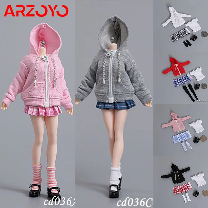 Cdtoys cd036 1/12 Female Soldier Casual Sexy Student Uniform Jacket Pleated Skirt Shoes Socks Set for 6'' Action Figure Model