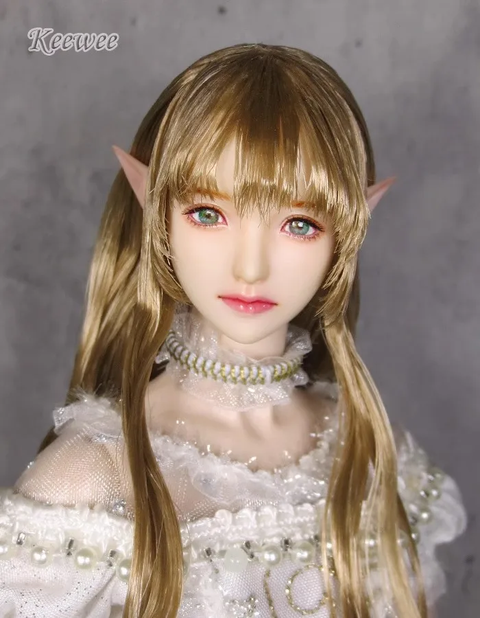 KEEWEE 1/6 Scale Female Soldier OB27 Elf Ear Head Sculpture White Skin Model Handmade Fit 12