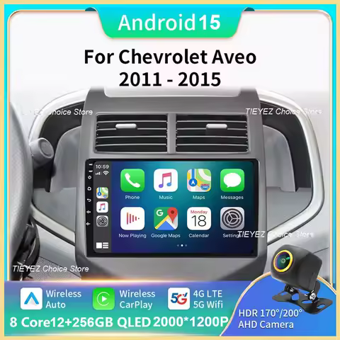 Android 15 Car Radio For Chevrolet Aveo 2 Sonic T300 Multimedia Video Player CarPlay Auto Navigation GPS 4G WIFI 360 Camera QLED