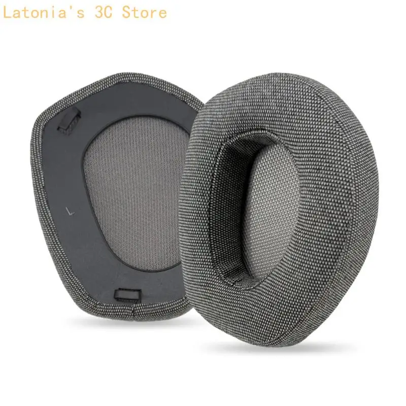 Gray Fabric Replacement Ear Cushions with Integrated Black Mounting Bases X3UB
