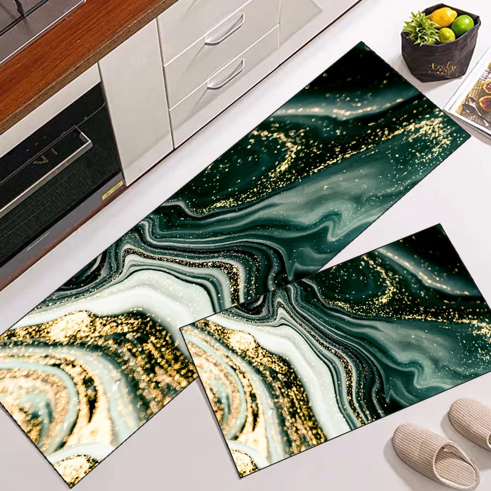 Nordic Style Kitchen Mat Luxury Abstract Marble Long Corridor Hallway Carpet Modern Living Room Decor Kitchen Non-slip Floor Mat