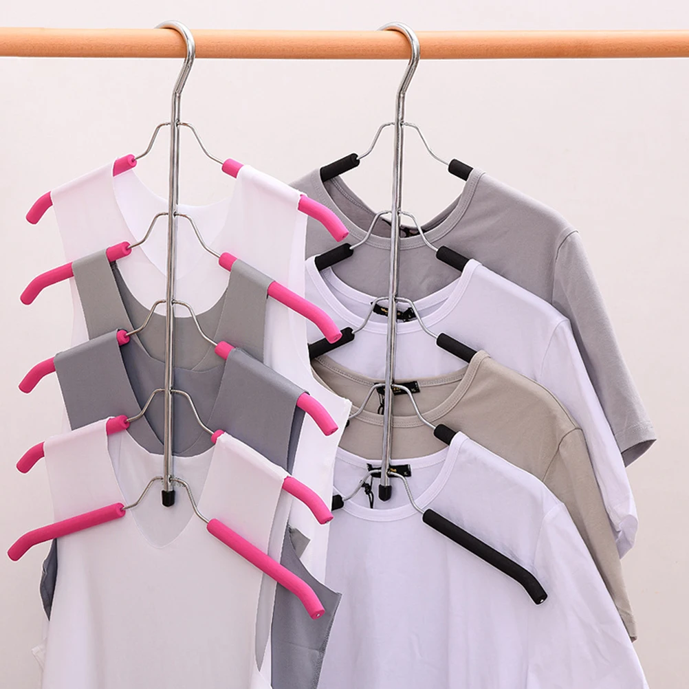 

2Pcs Space Saving Hanger Closet Organizer Foam Padded Arms Smooth Hook Multifunctional Rack for Heavy Clothes Coats