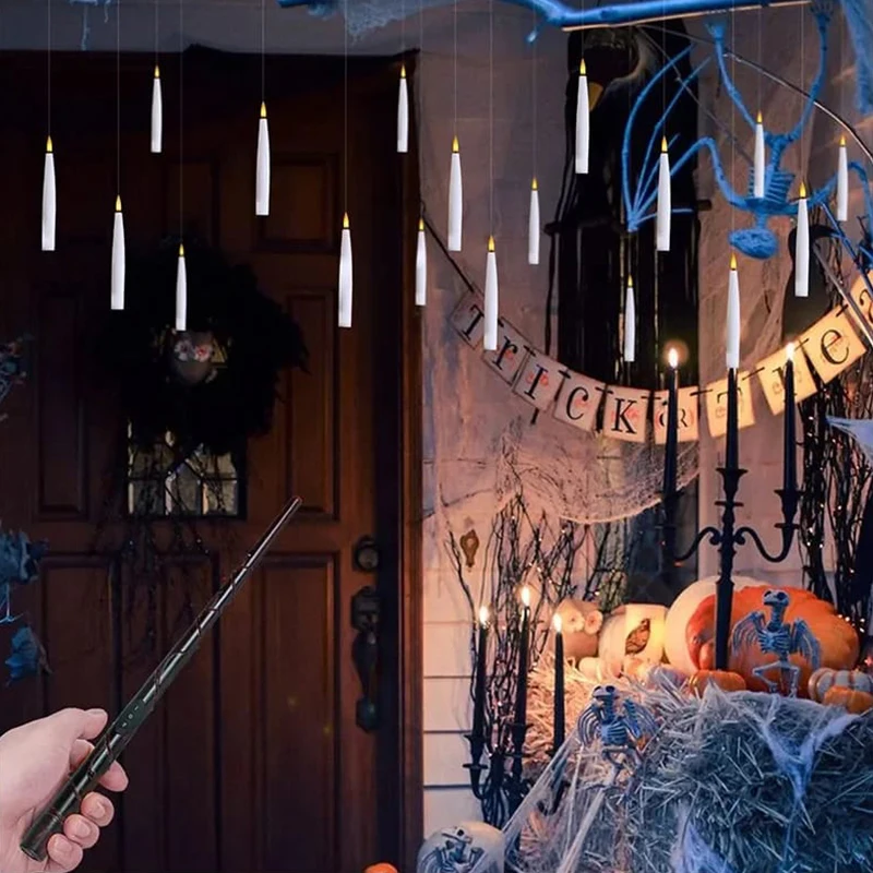 Flameless LED Battery Operated Candles Floating LED Candle Flickering Warm Light Remote Control Candles for Halloween Christmas