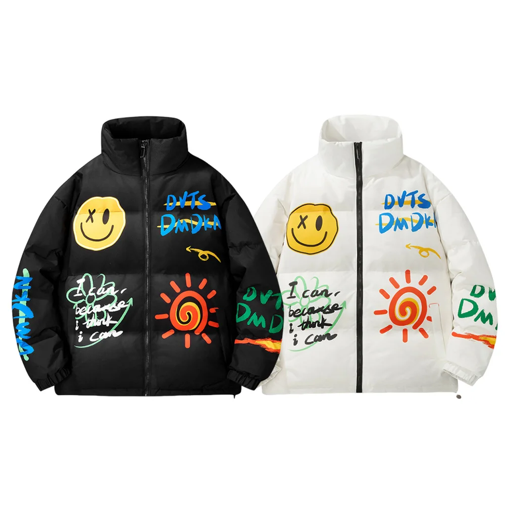 

COMXZ men's down jacket fashion 2025 Winter Men's warm duck jacket, printed loose padded overcoat, outdoor comfortable coat