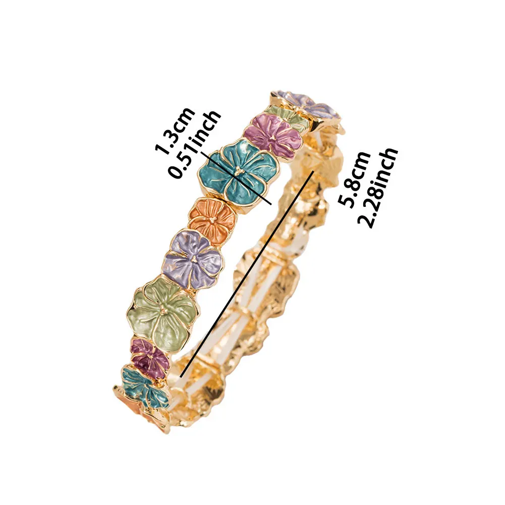 Cring Coco Spring Summer Bangle Women's Elegant New Design Flower Enamel Jewelry Bangles Holiday Zinc Alloy Bracelets for Women